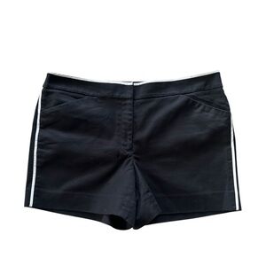 WHITE HOUSE BLACK MARKET Black Trouser Chino Shorts White Piping Sz 12 Tailored